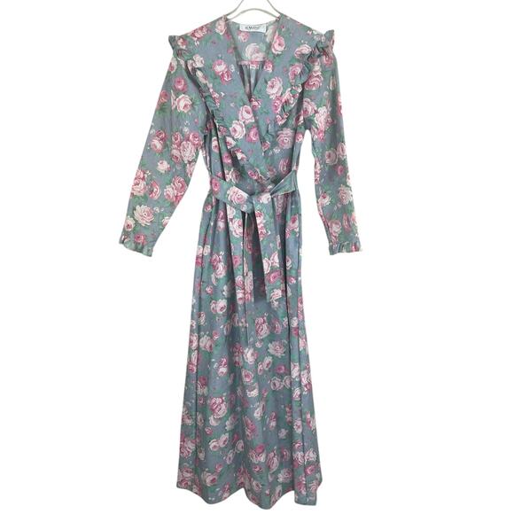Komar Other - Vintage Komar Floral Robe Housecoat Ruffles Cottage Coquette USA Size Small